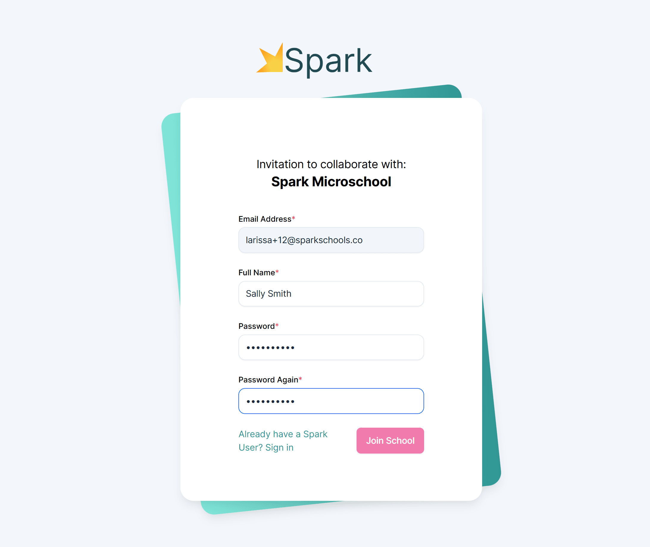 Student login screen