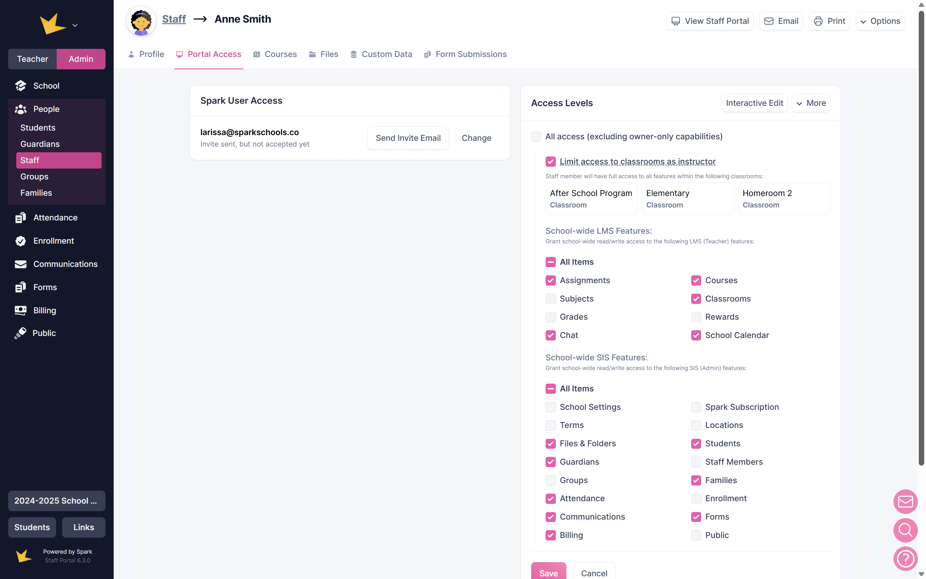 Staff billing access