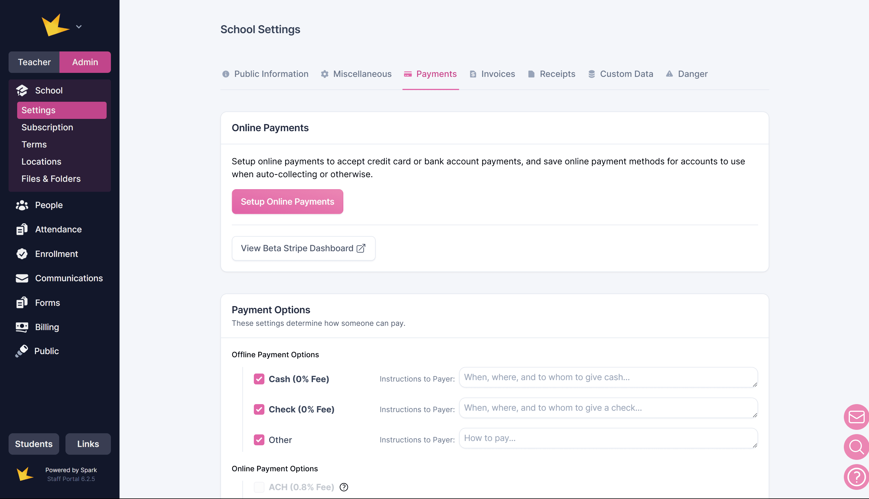Online Payments Setup in School Settings