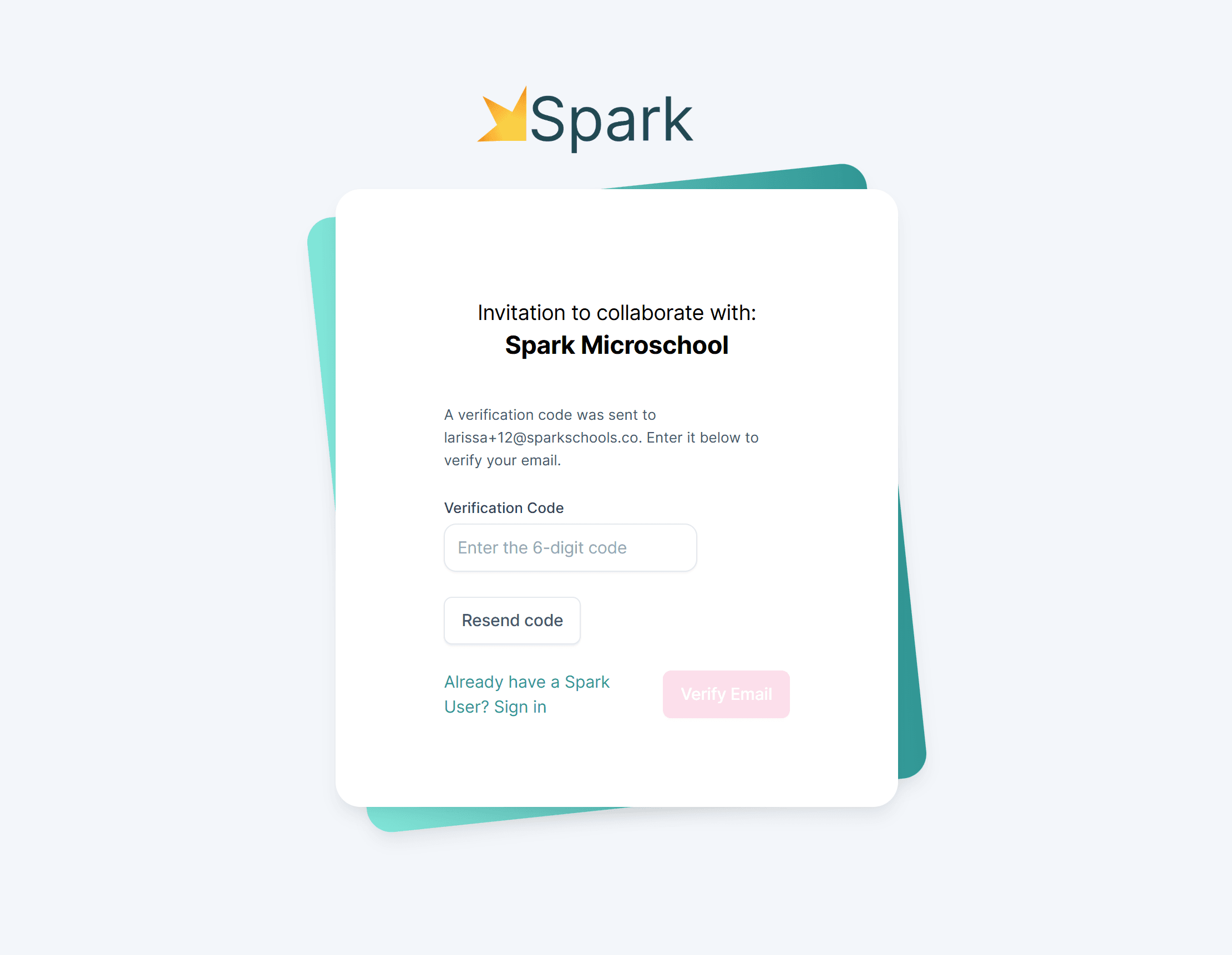 Email verification screen