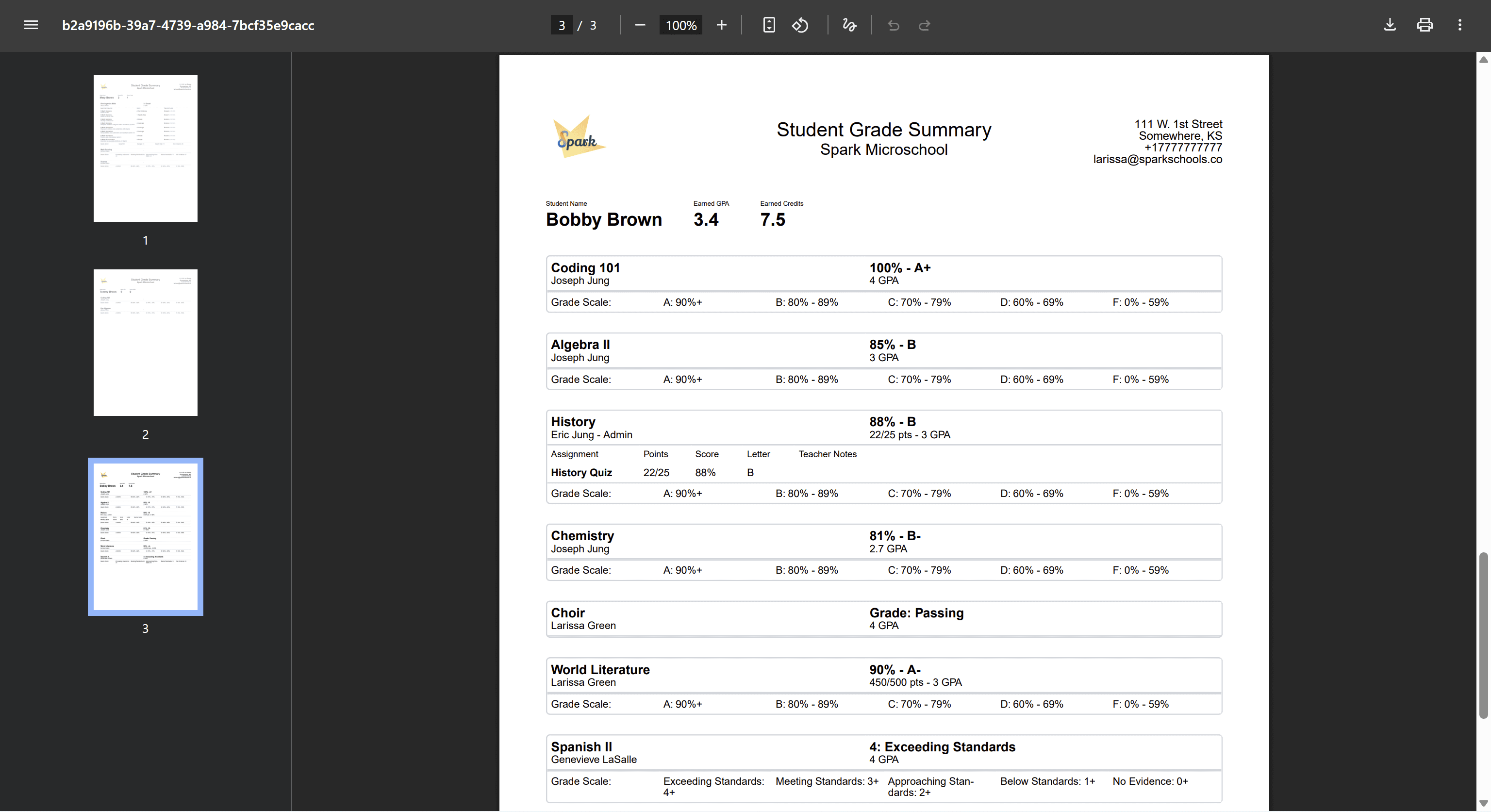 Report print browser
