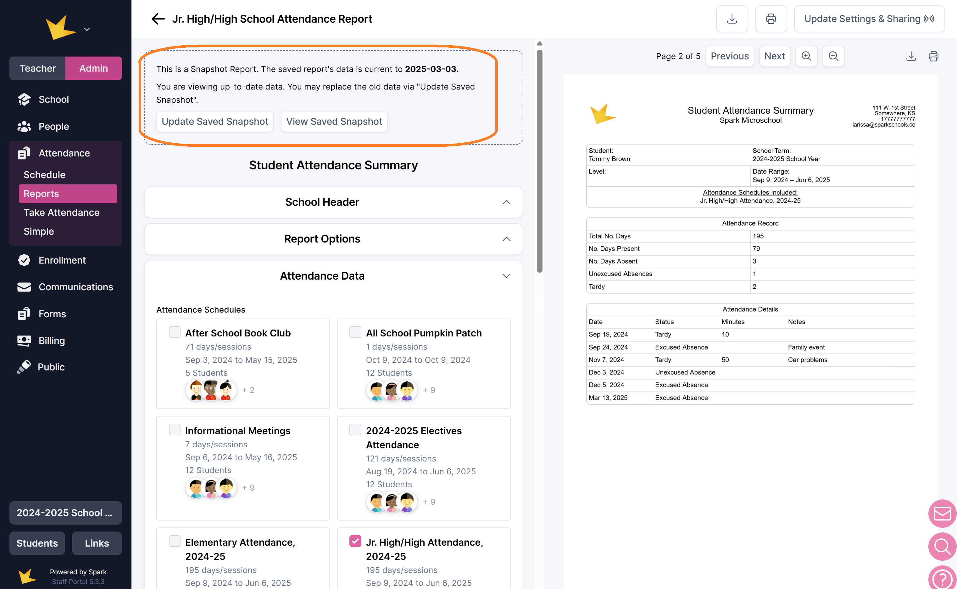 Updating report snapshot