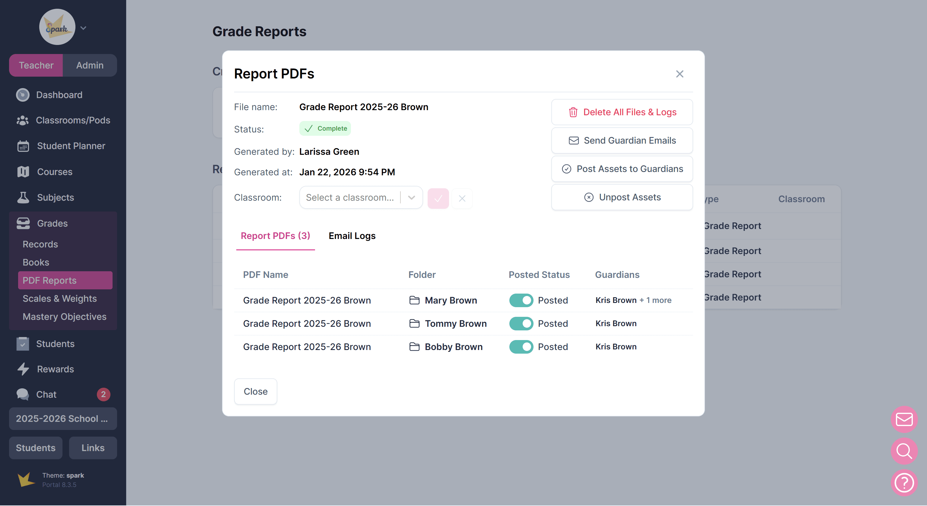 Grade reports pdfs
