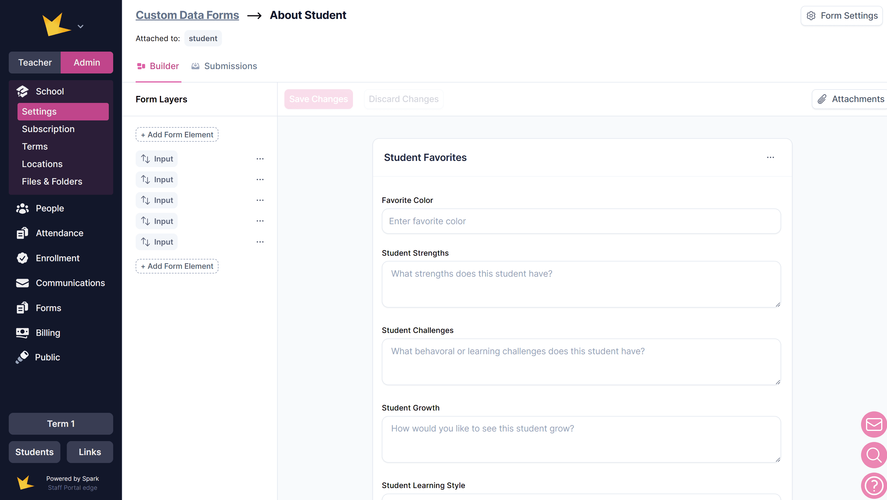 Custom Data Form example