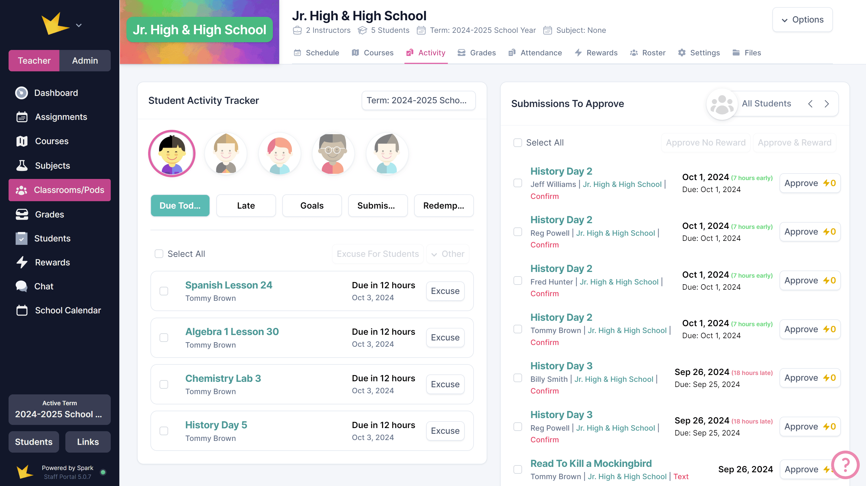 Classroom activity tab