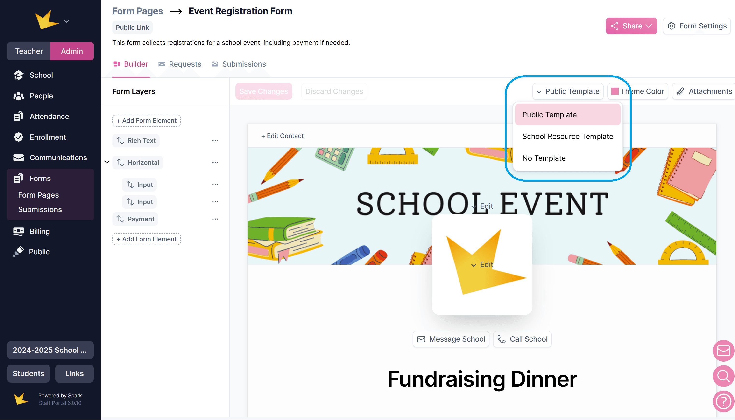 Form builder public template