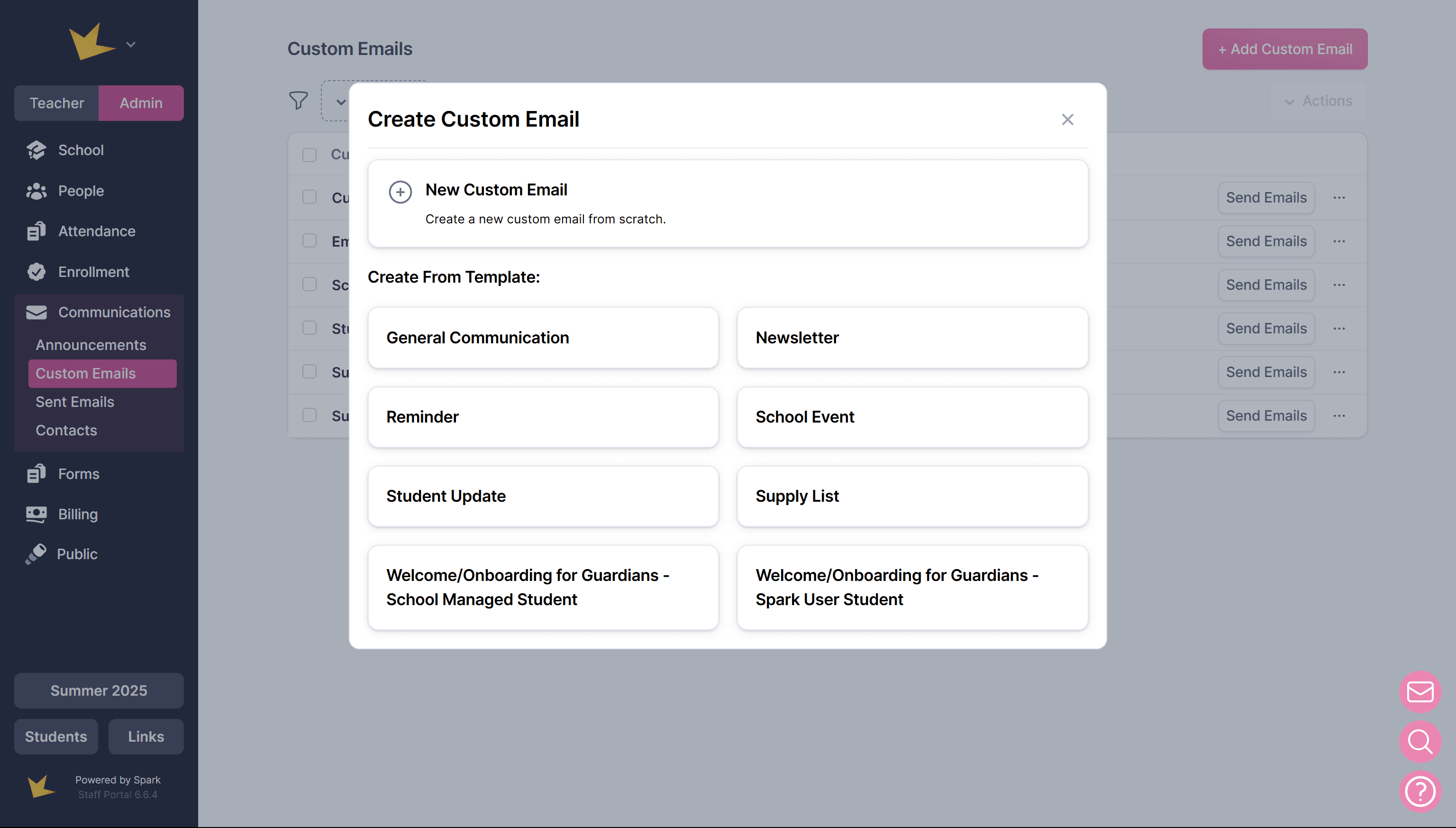Create new custom email