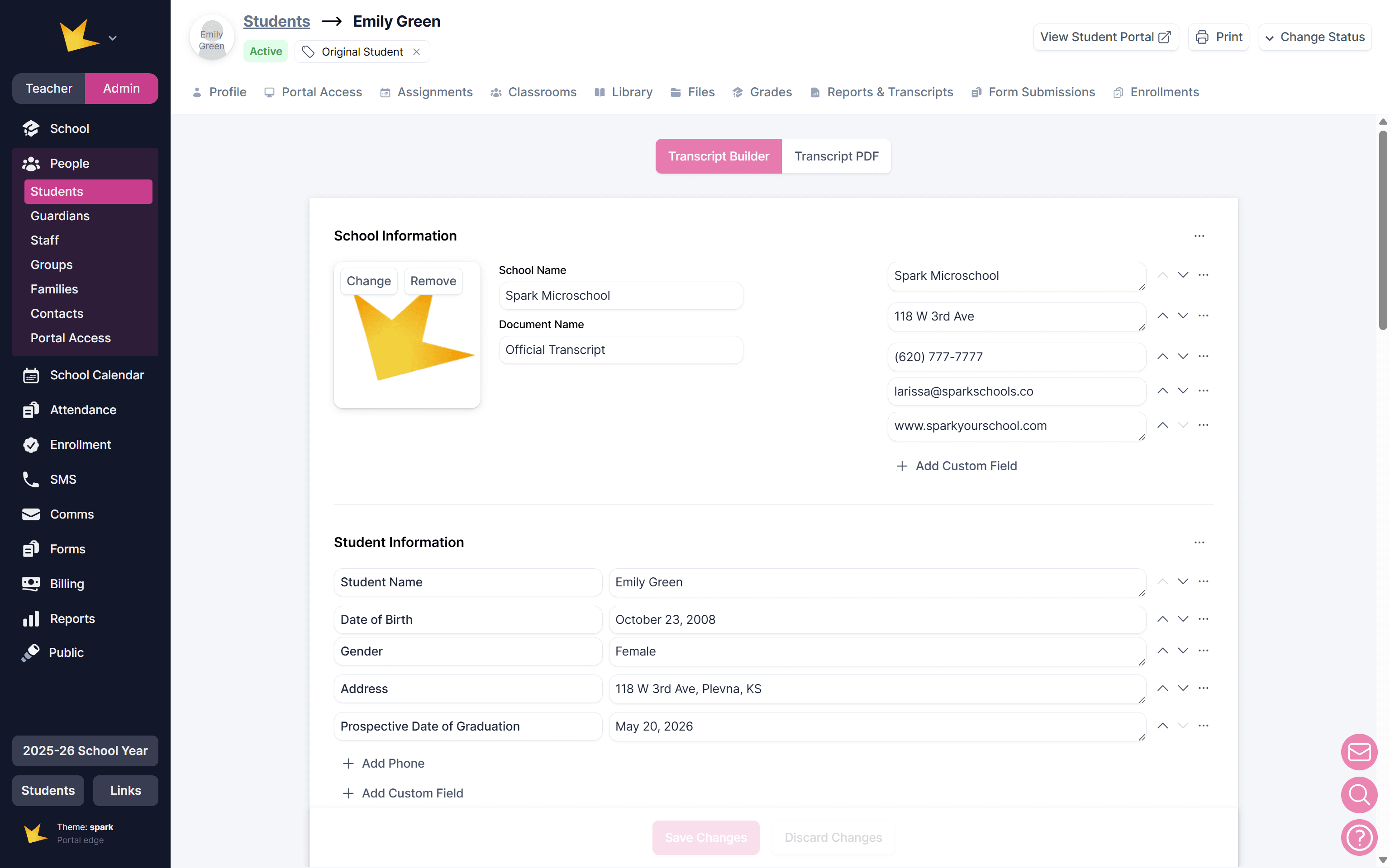 Heading section