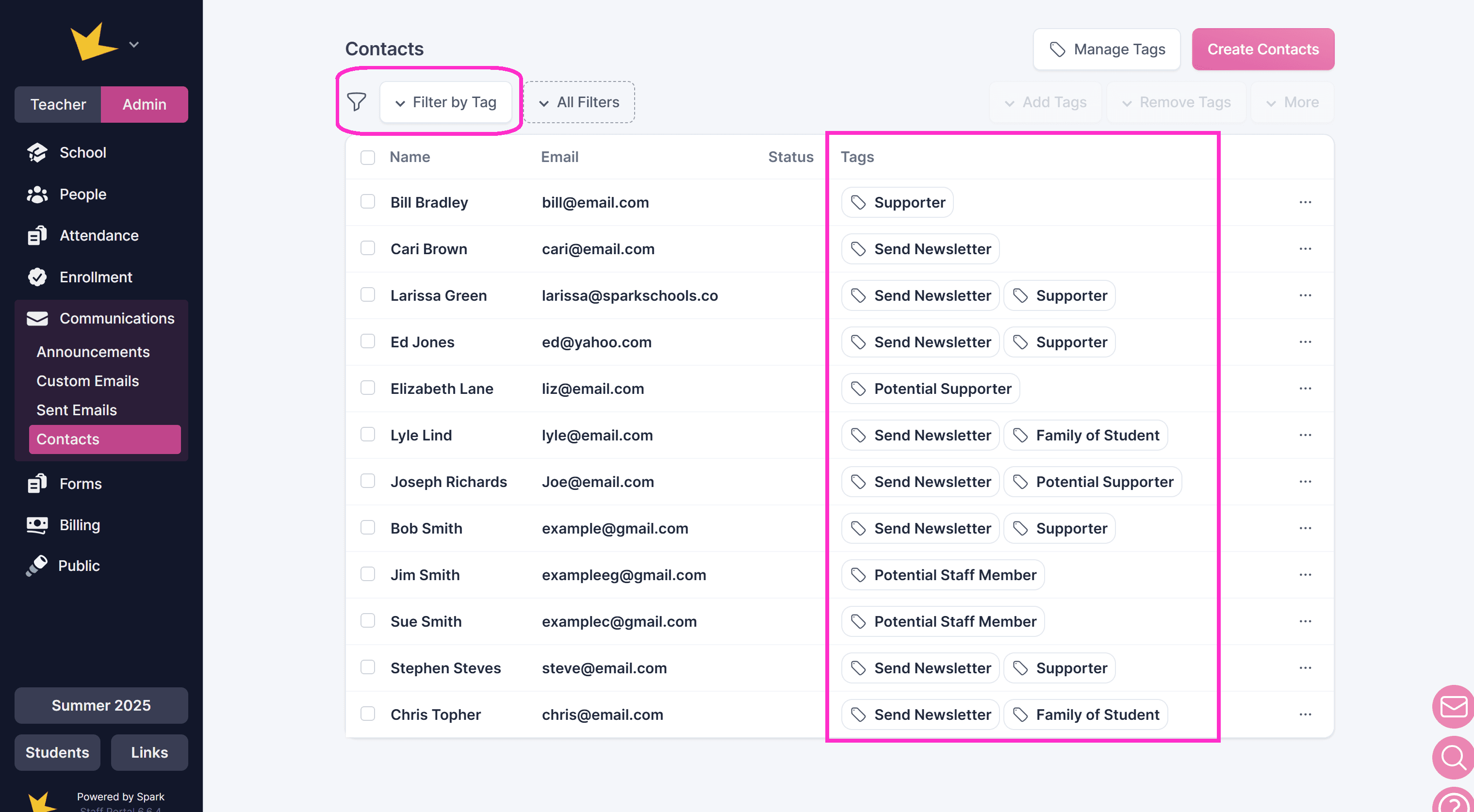 Tags on the Contact List