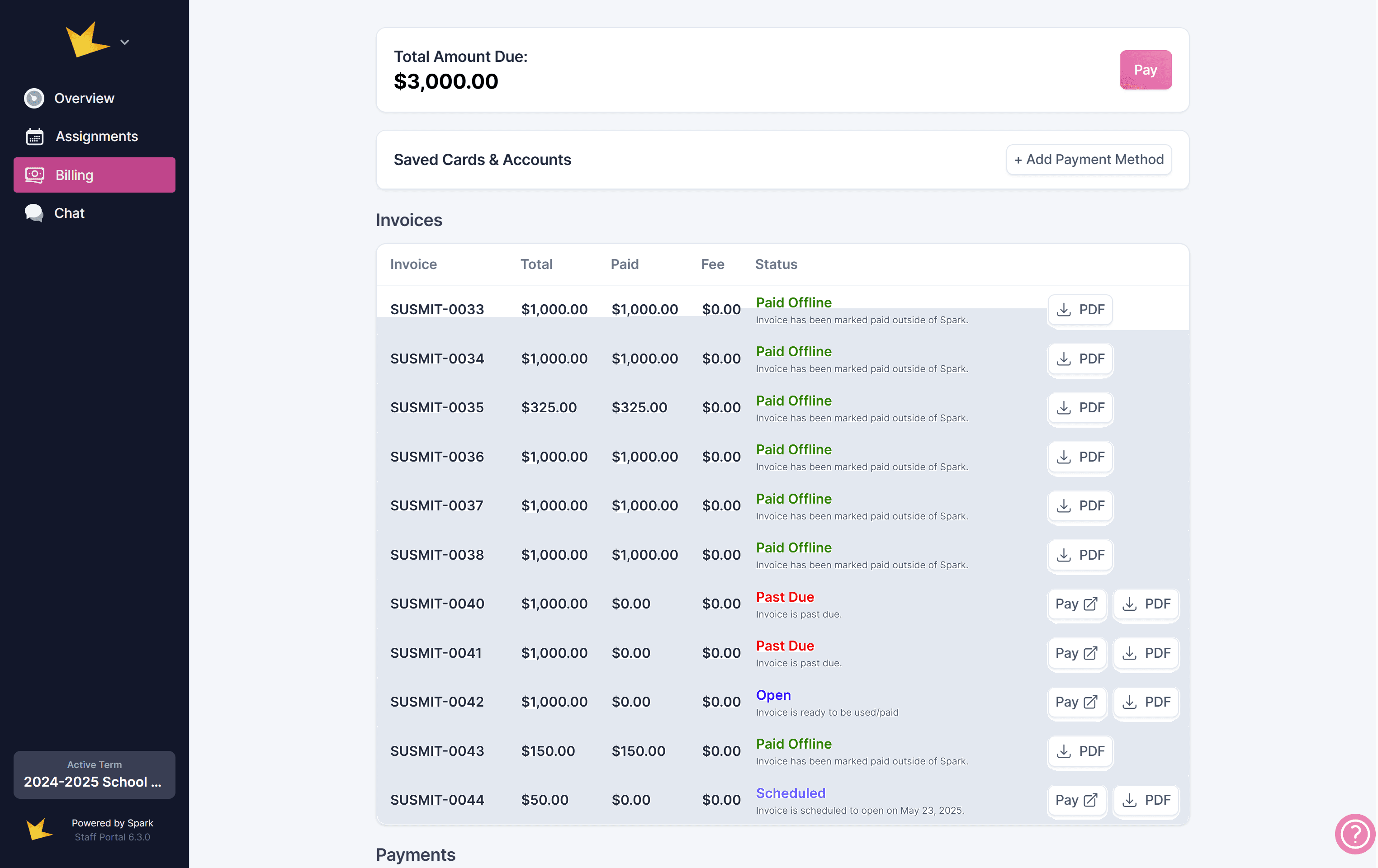 Guardian Portal Billing page