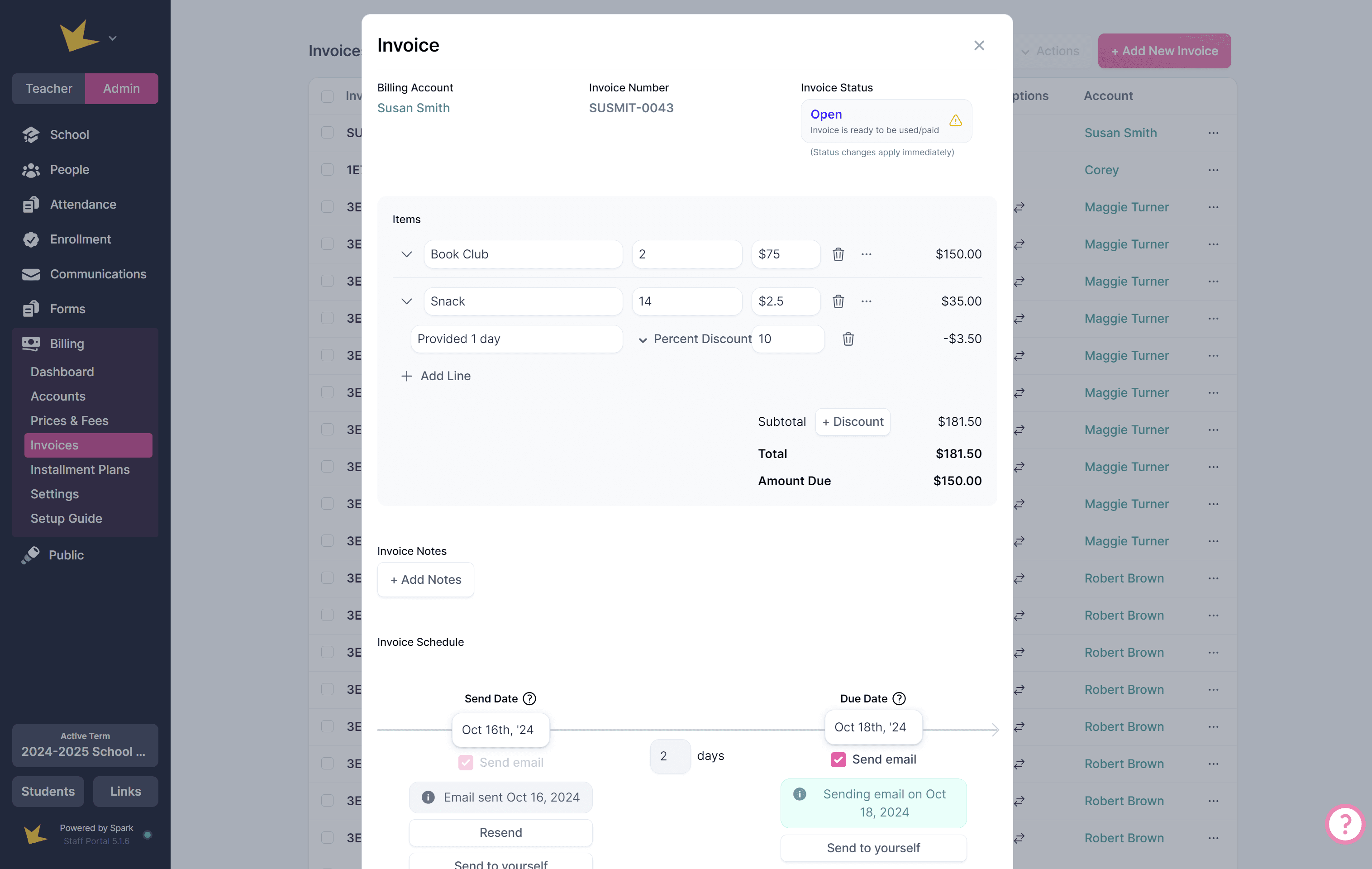 Billing invoice