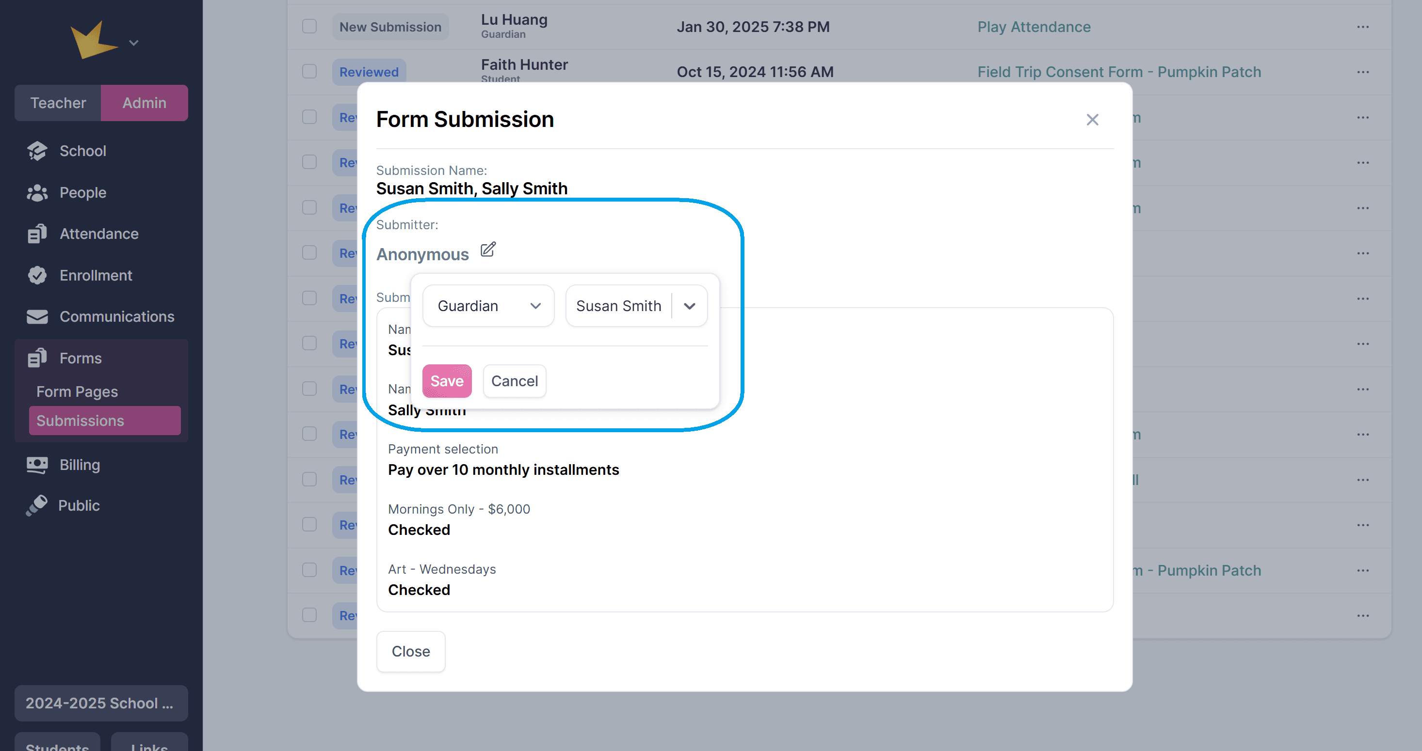 Assigning a submitter to anonymous form submission