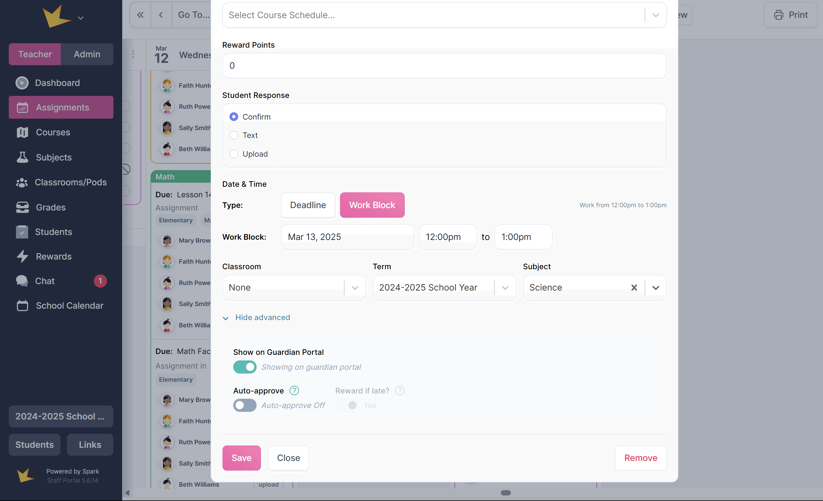 Additional assignment settings