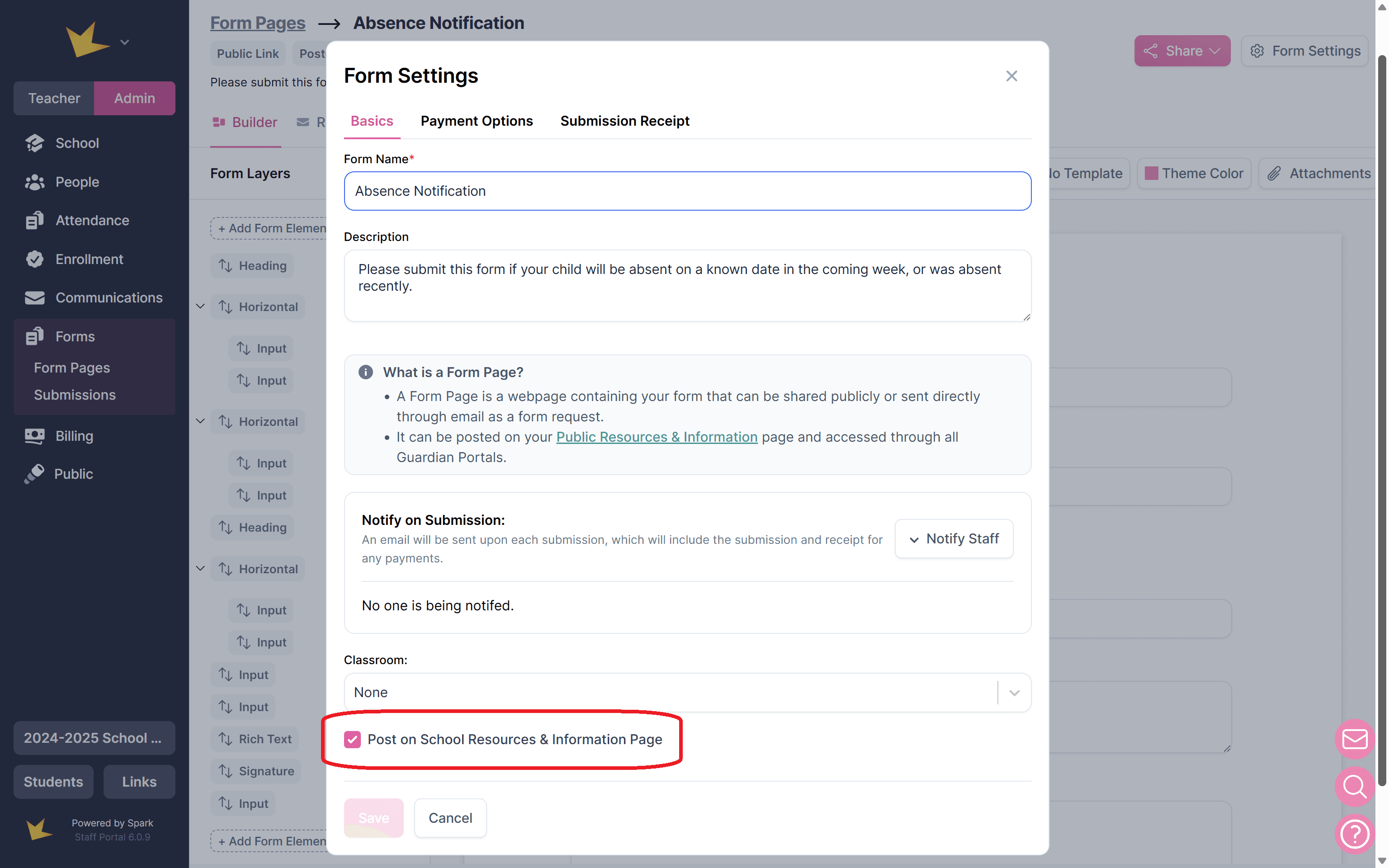 Posting forms on guardian portals