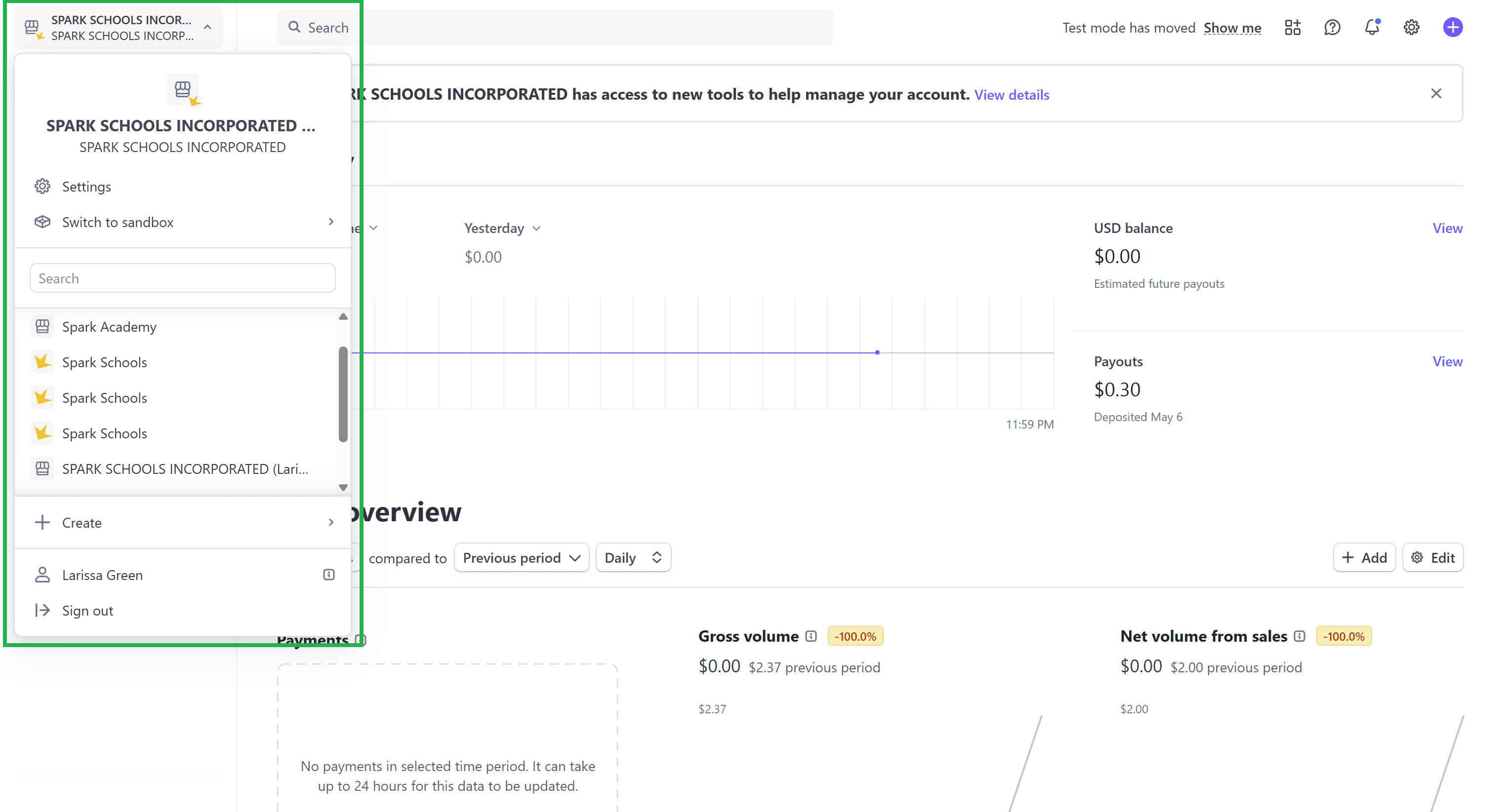 List of schools connected to Stripe account