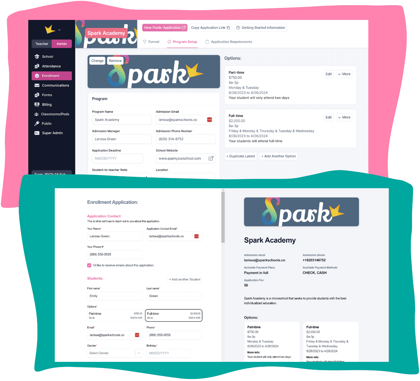 enrollment screenshots