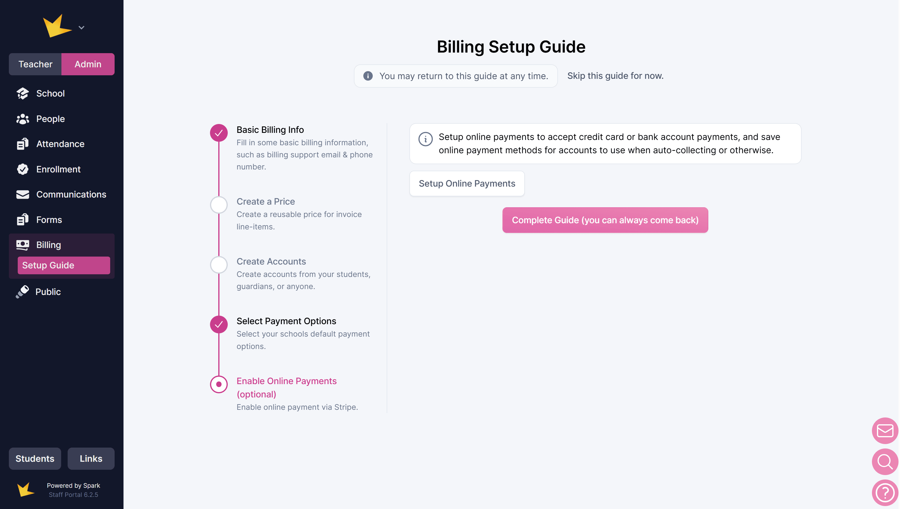 Online Payments Setup in Billing Setup Guide