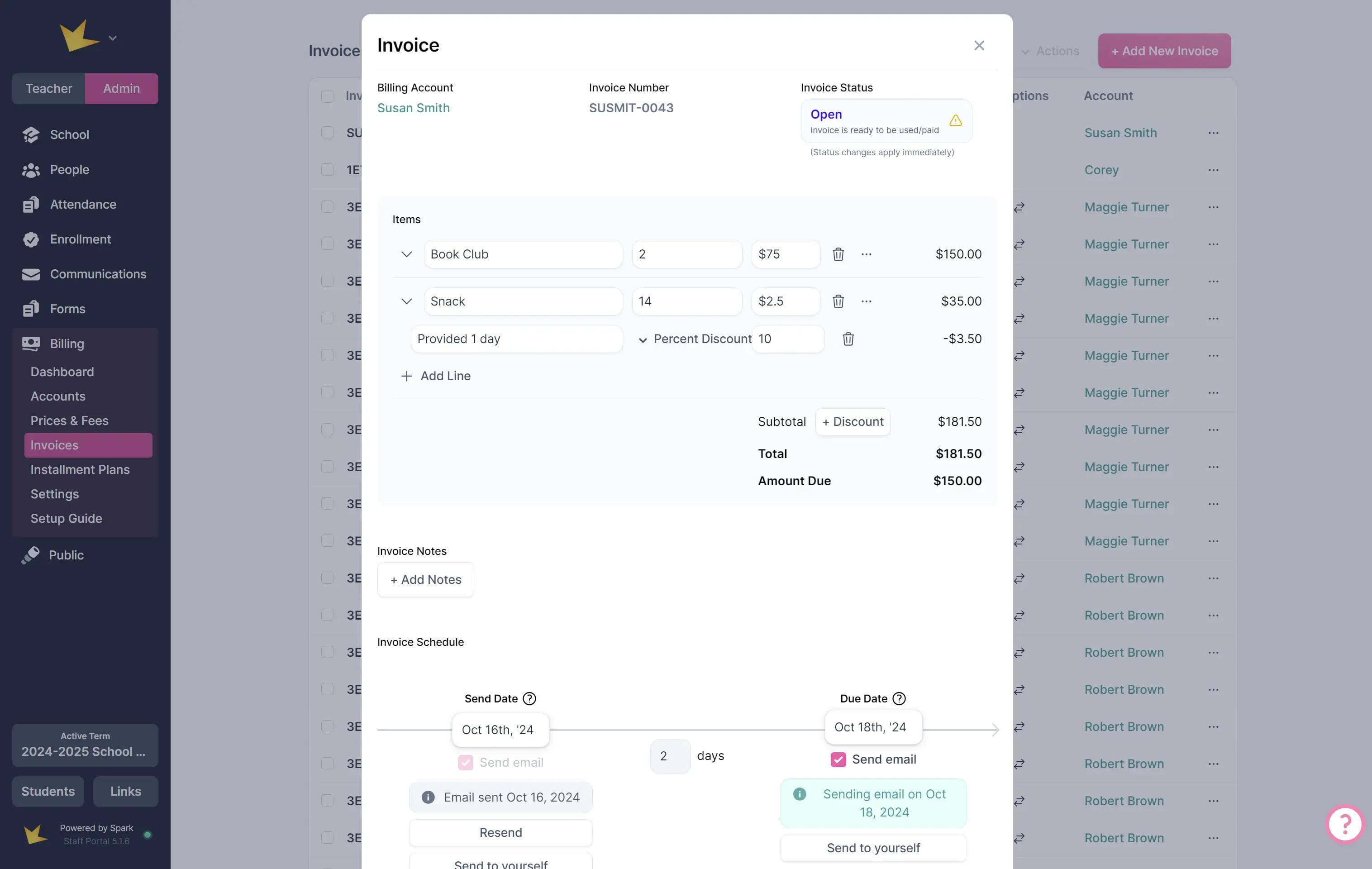 Custom invoices