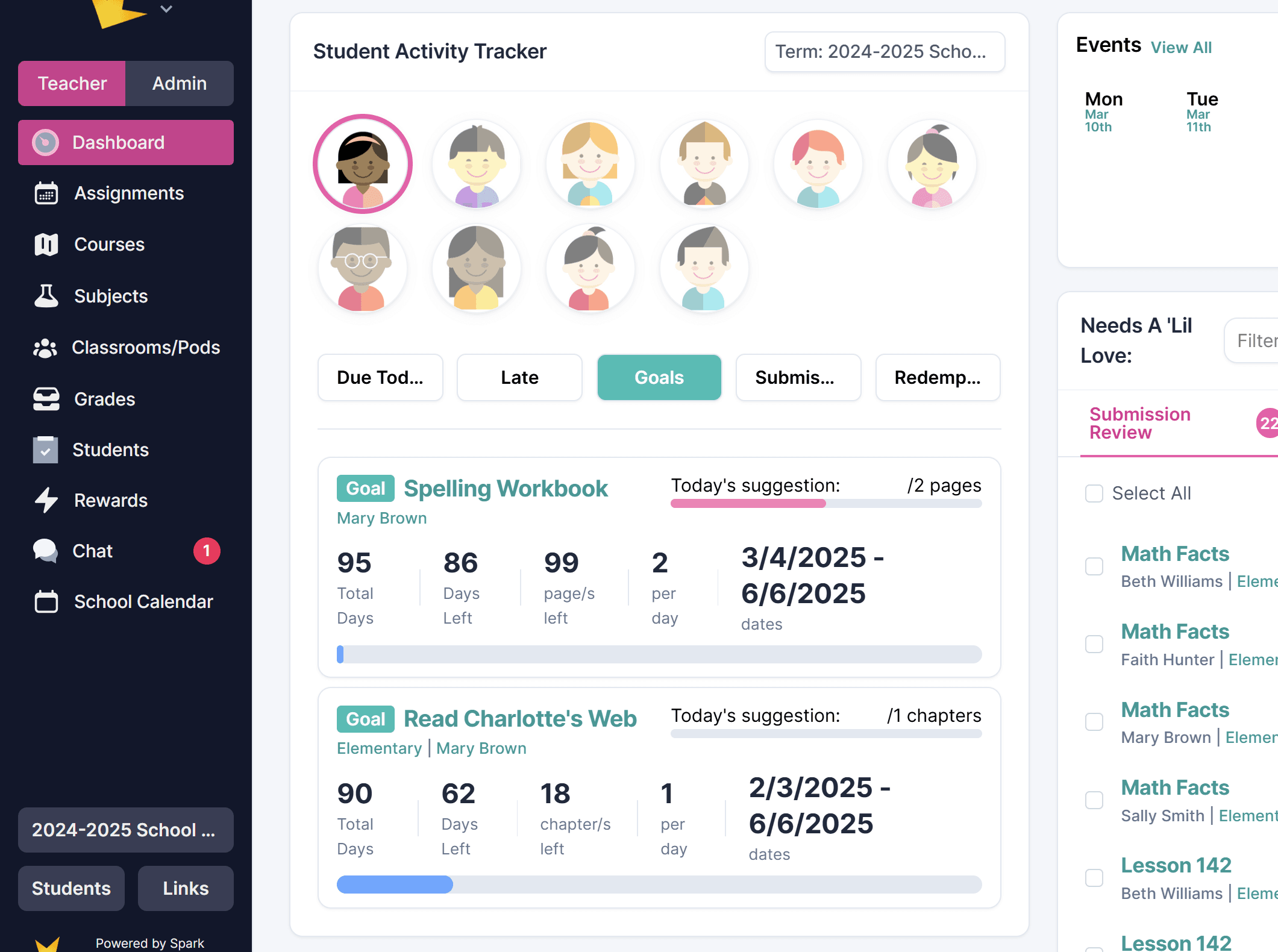 Goal progress on Activity Tracker