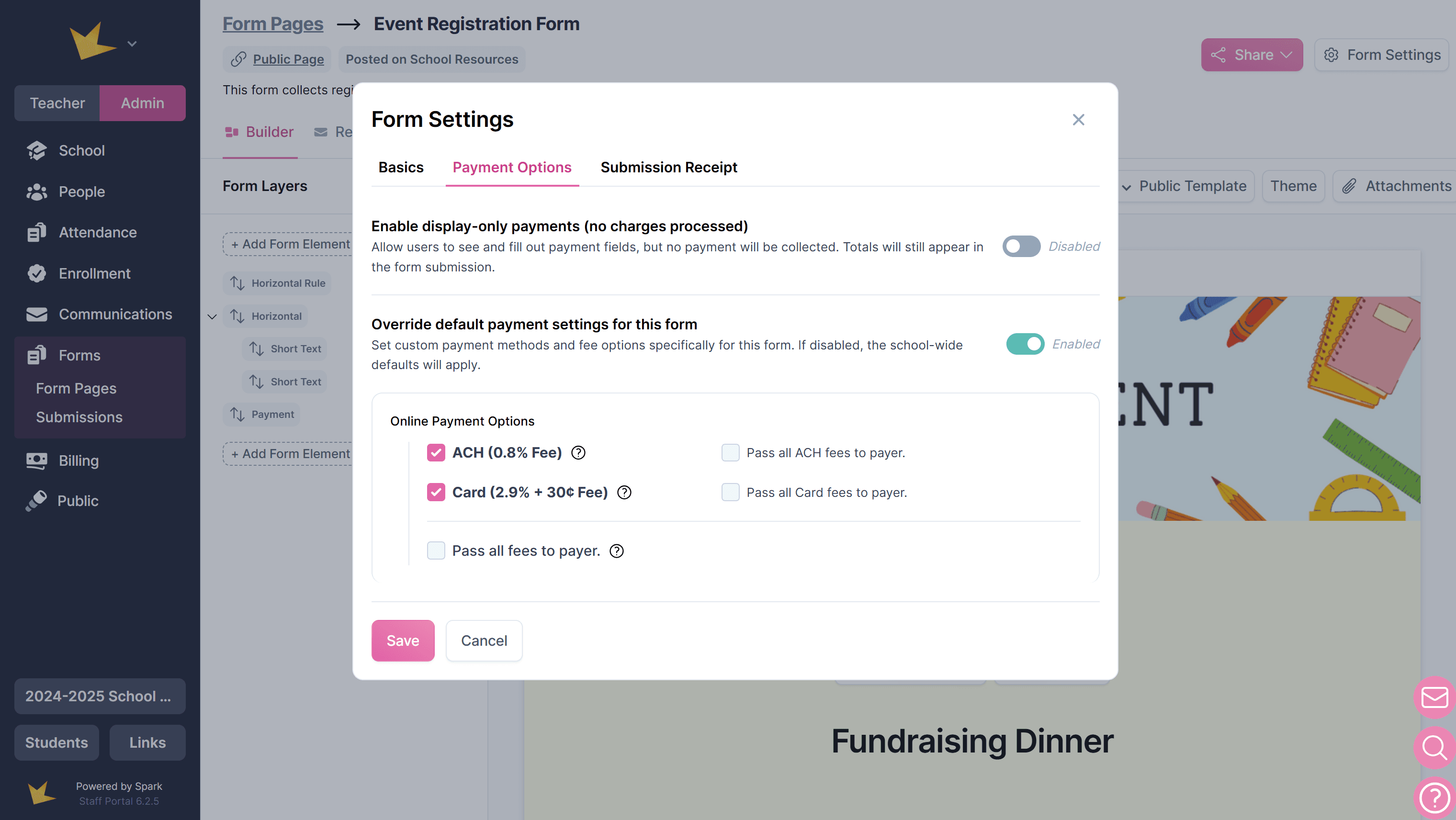Form Online Payment Settings