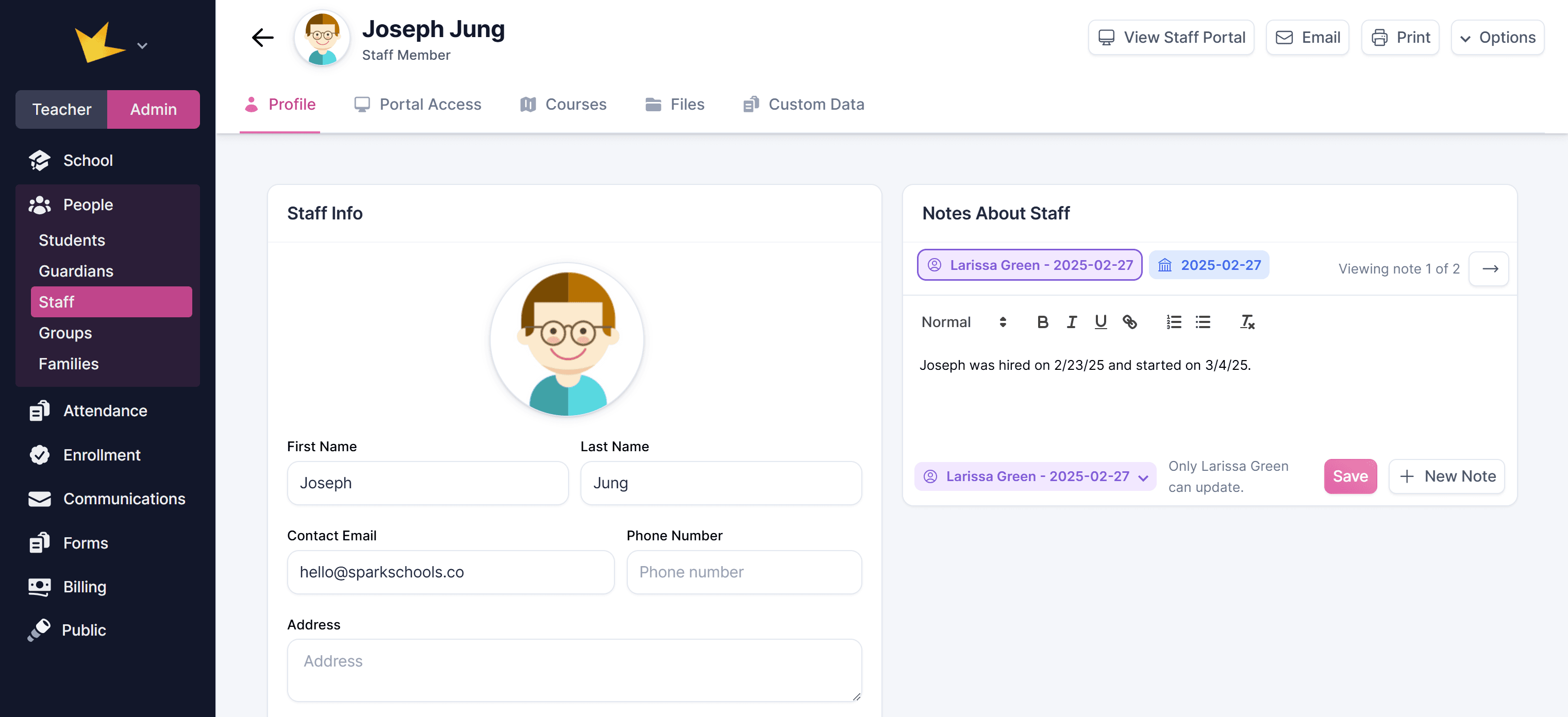 Staff profile