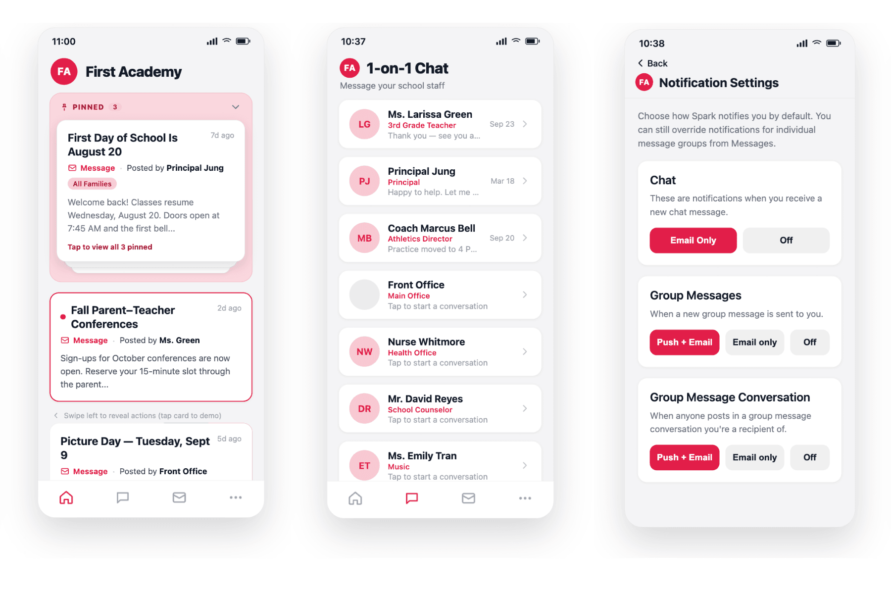 Mobile app screens