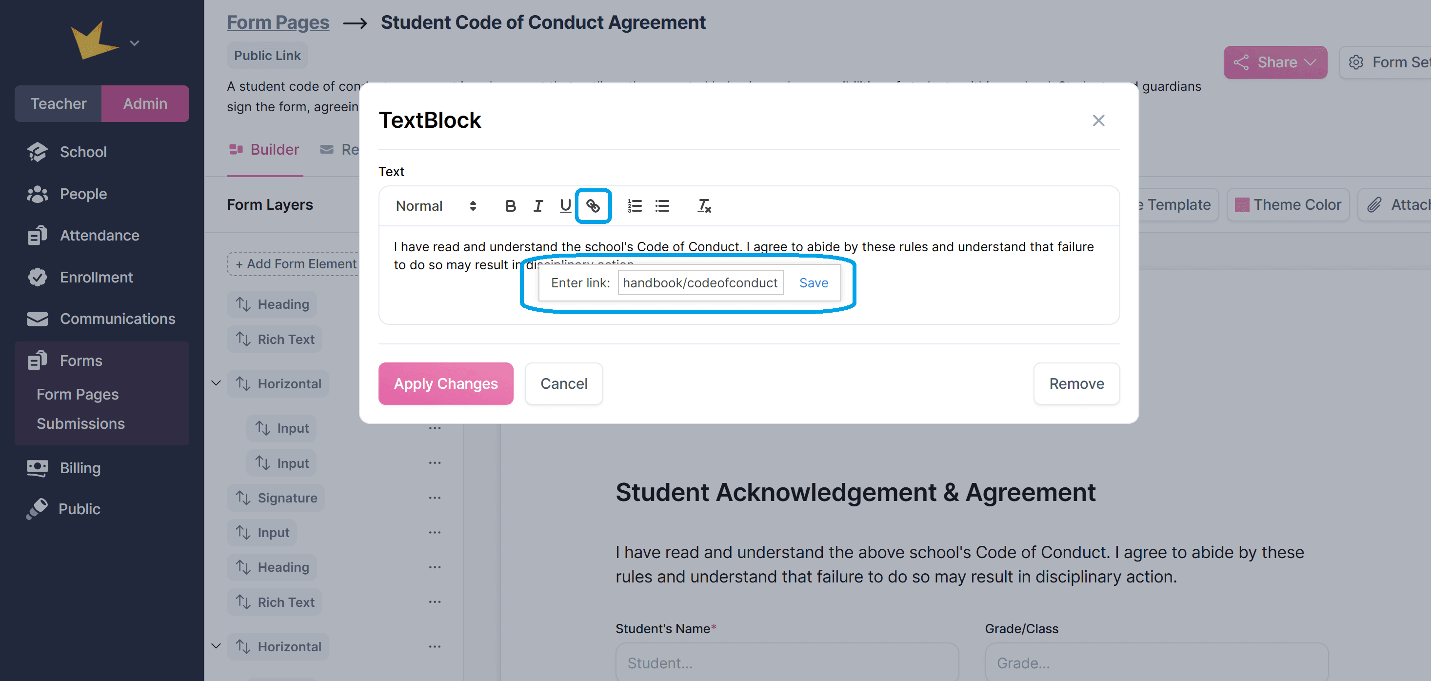 Rich text link example
