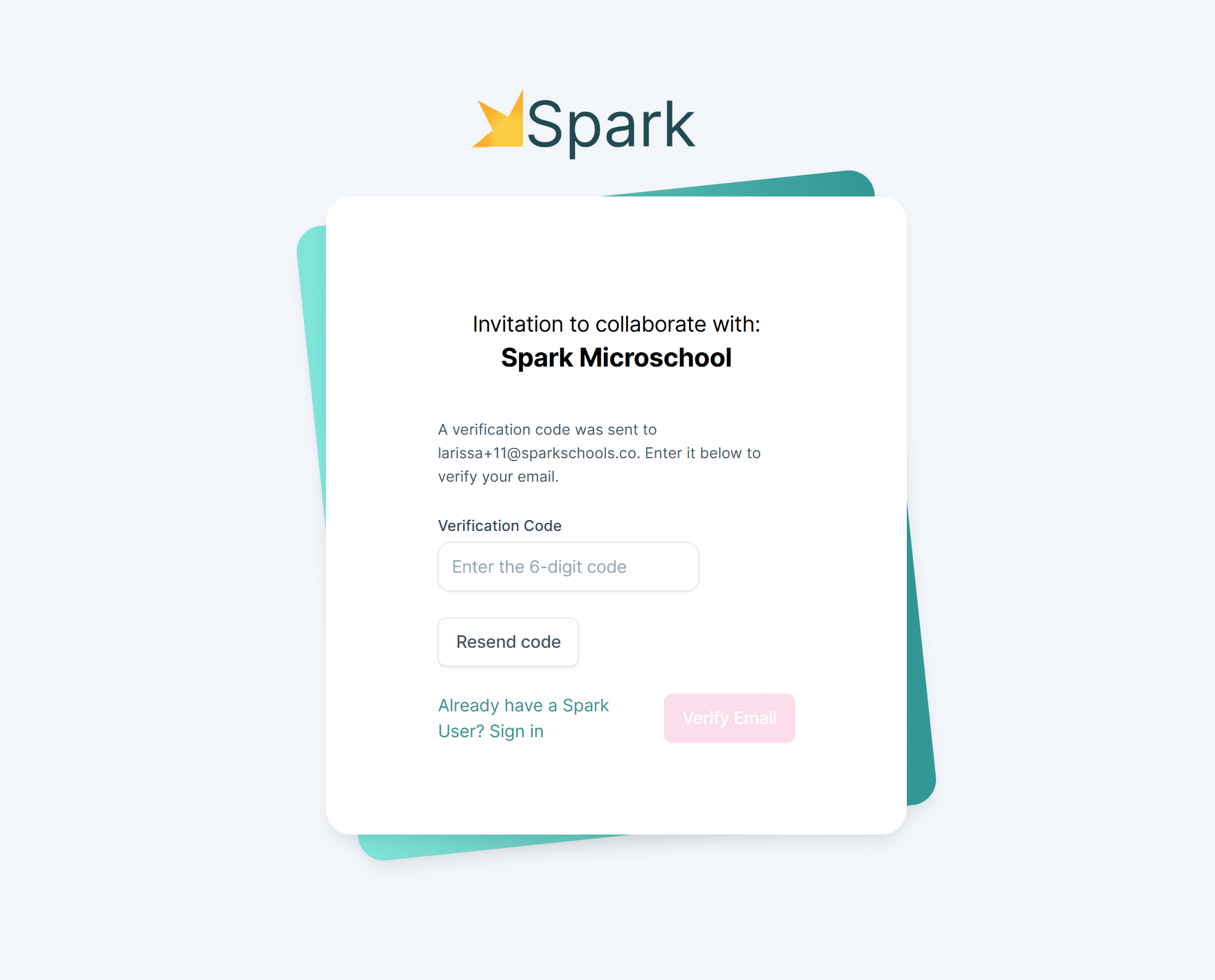 Email verification screen