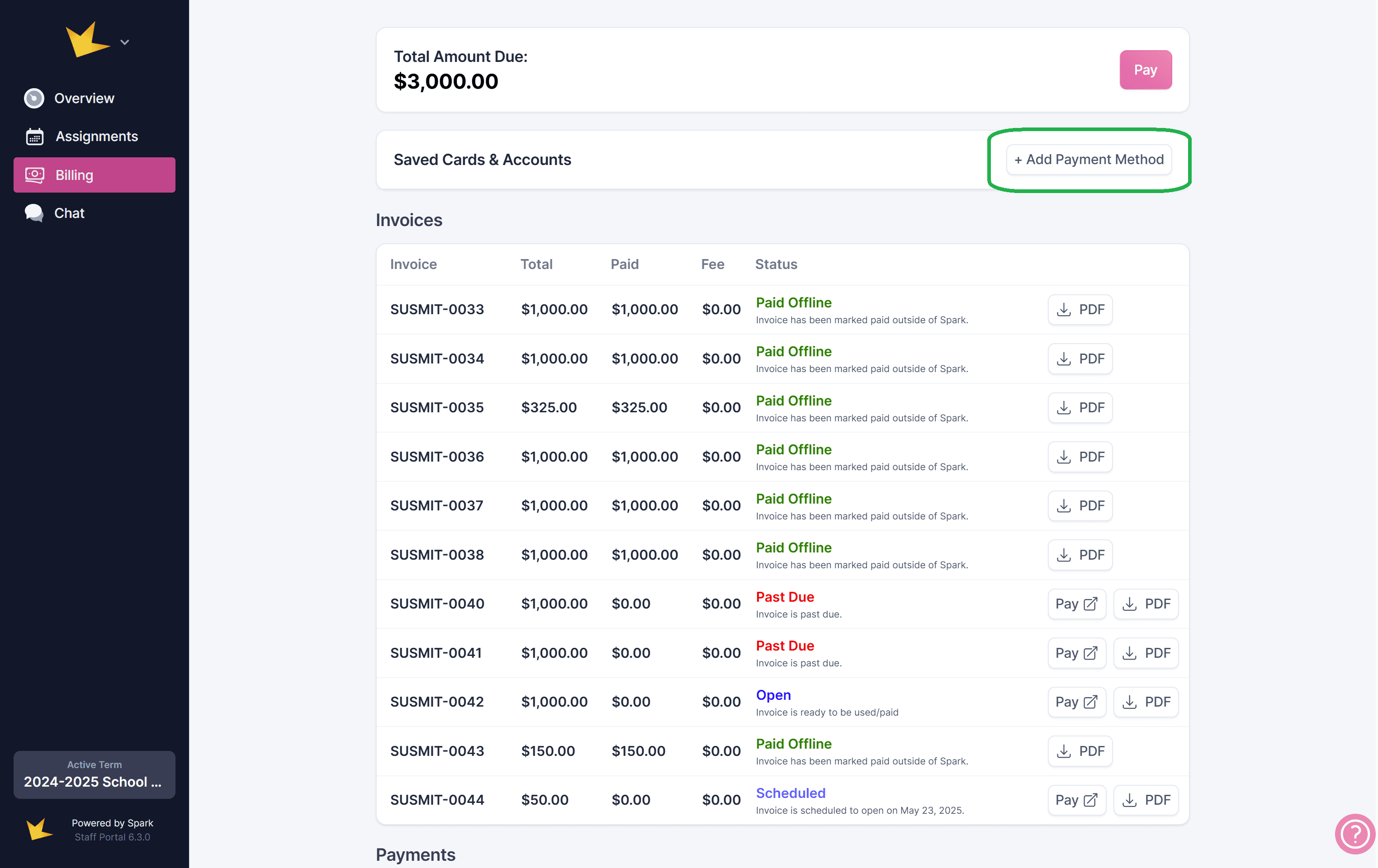 Saving payment method on a Guardian Portal