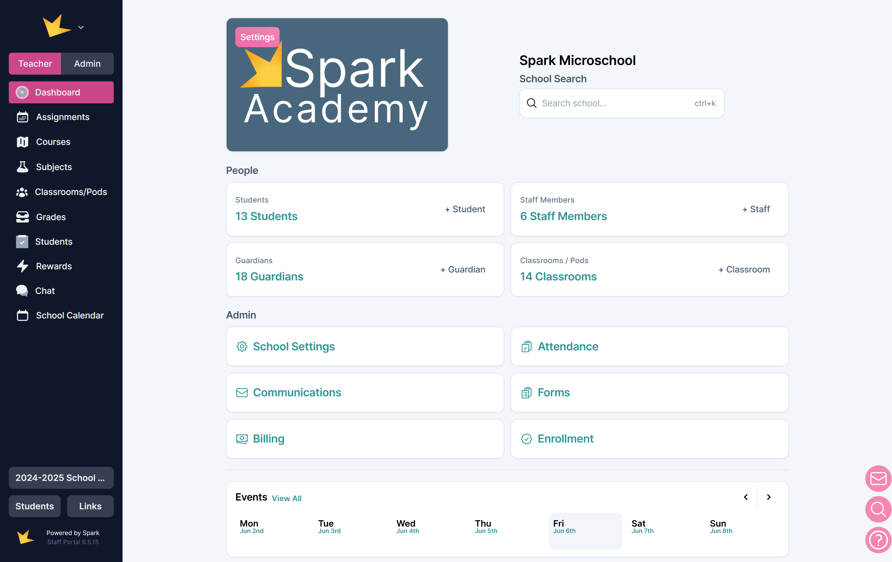 Large school dashboard