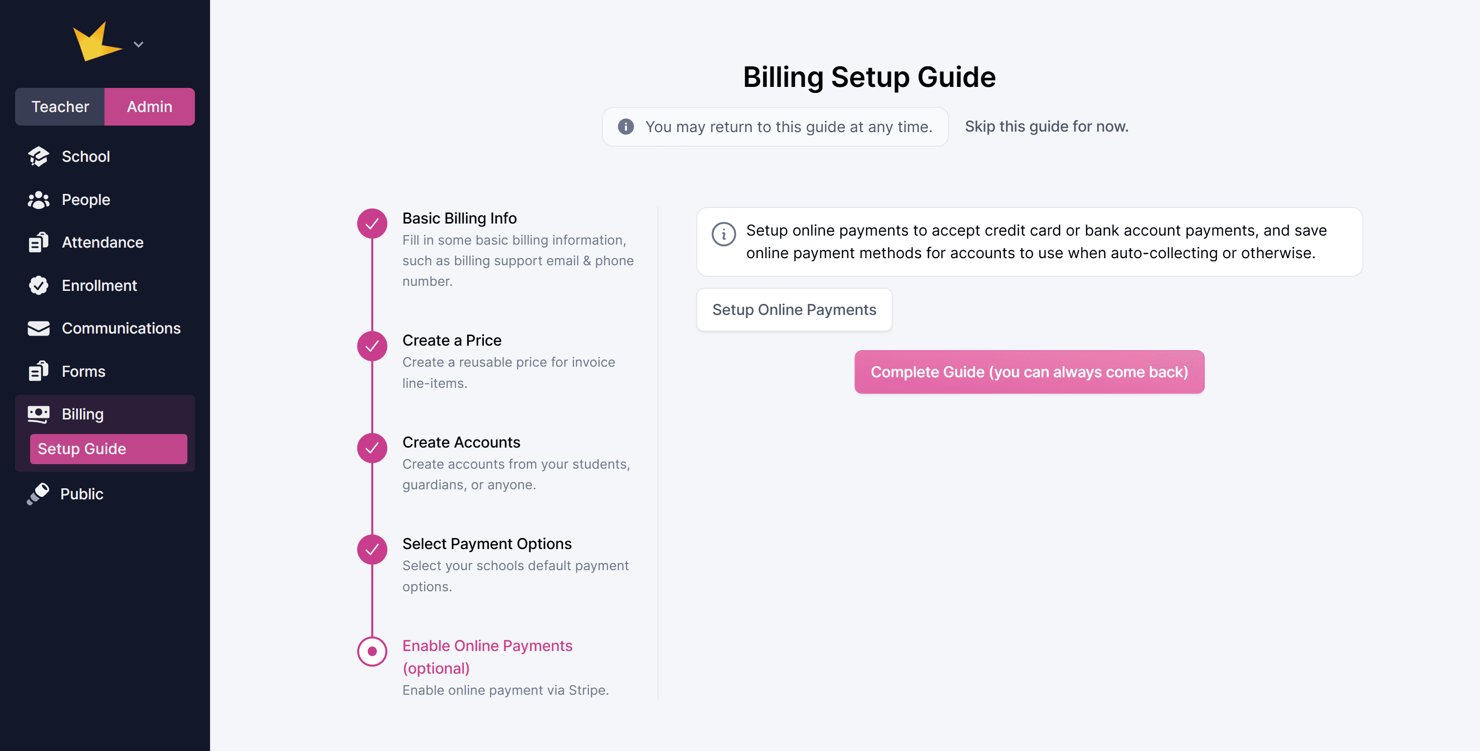 Set up online payments