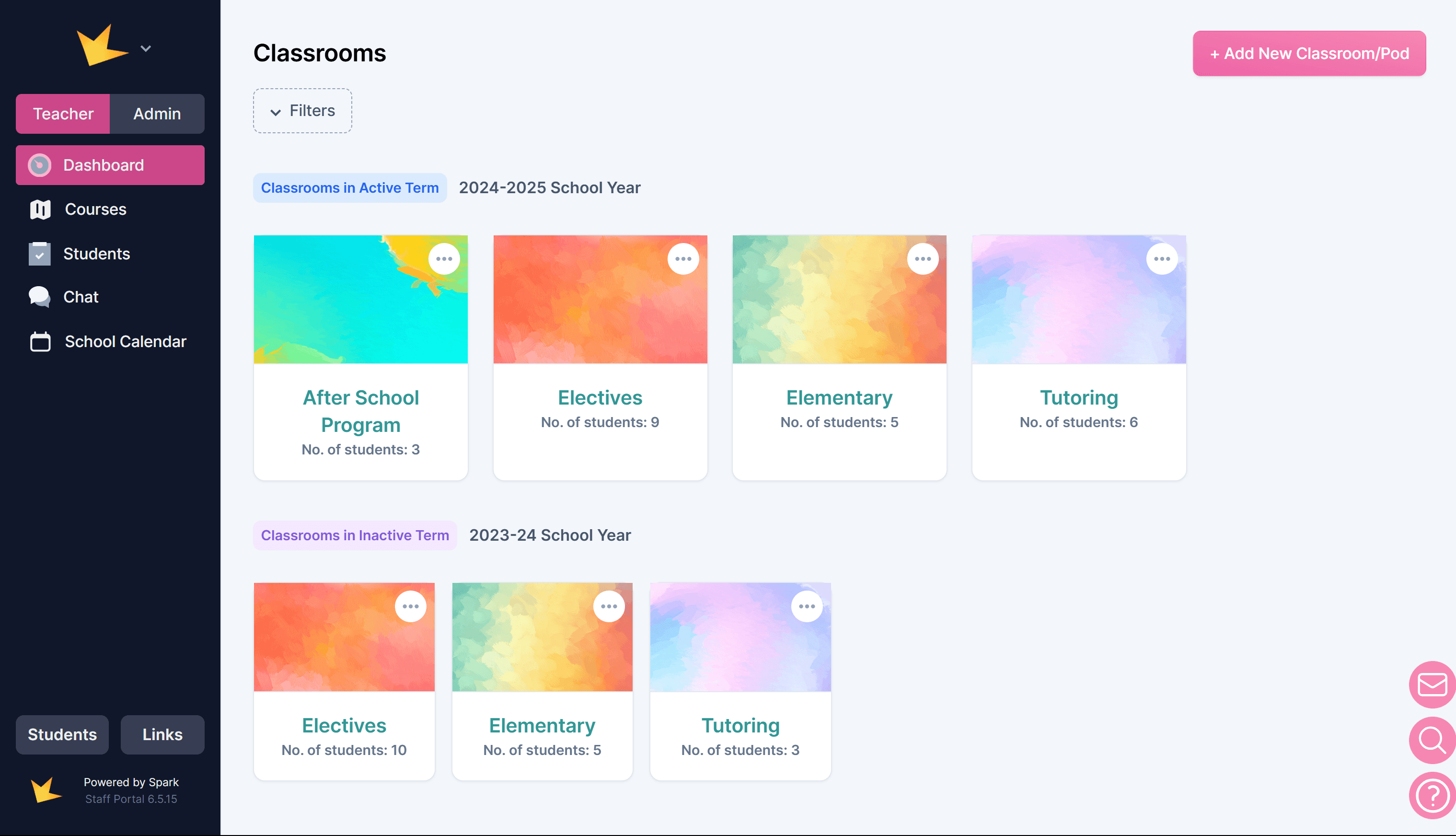 Staff dashboard