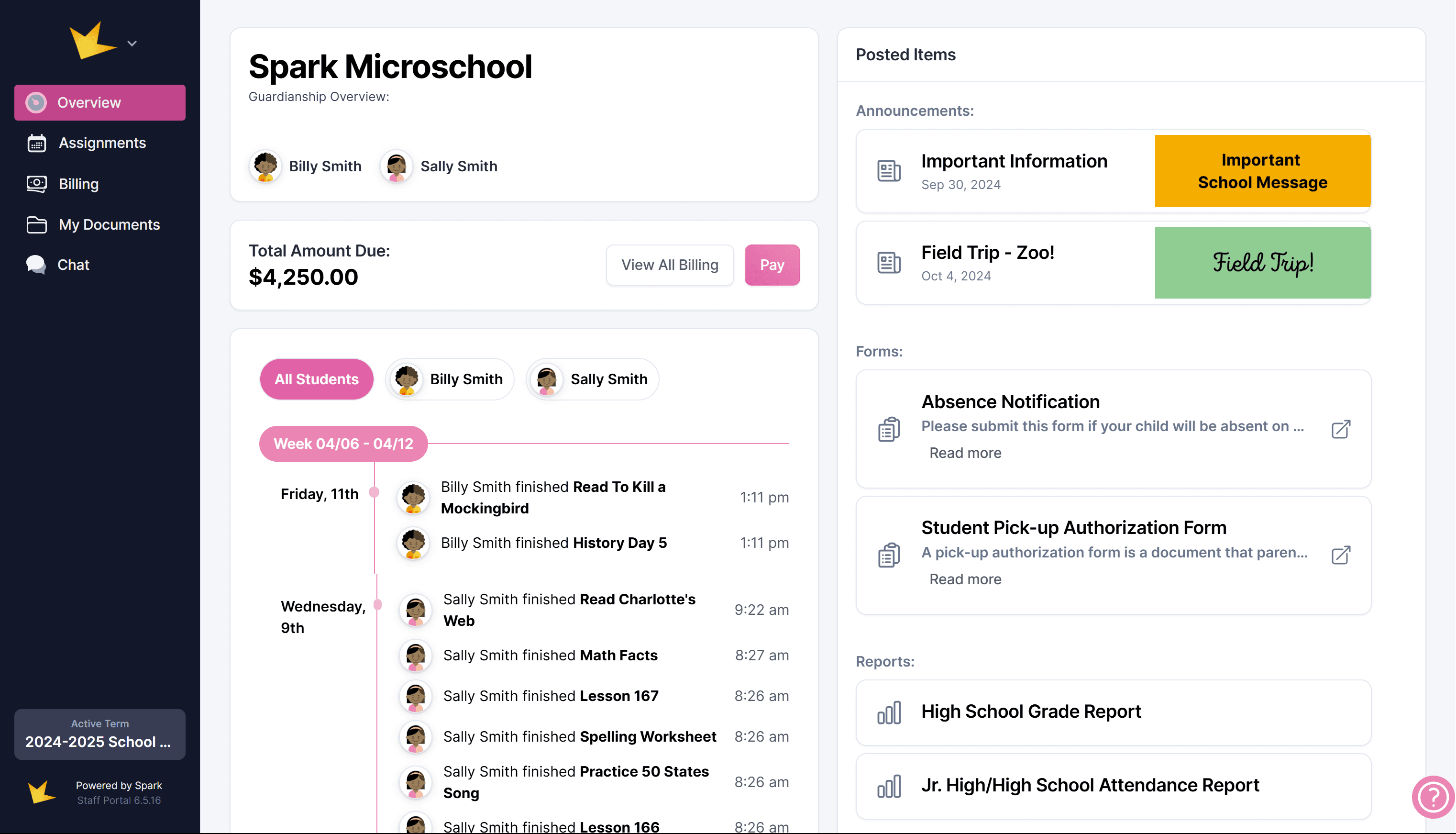 Guardian portal main page