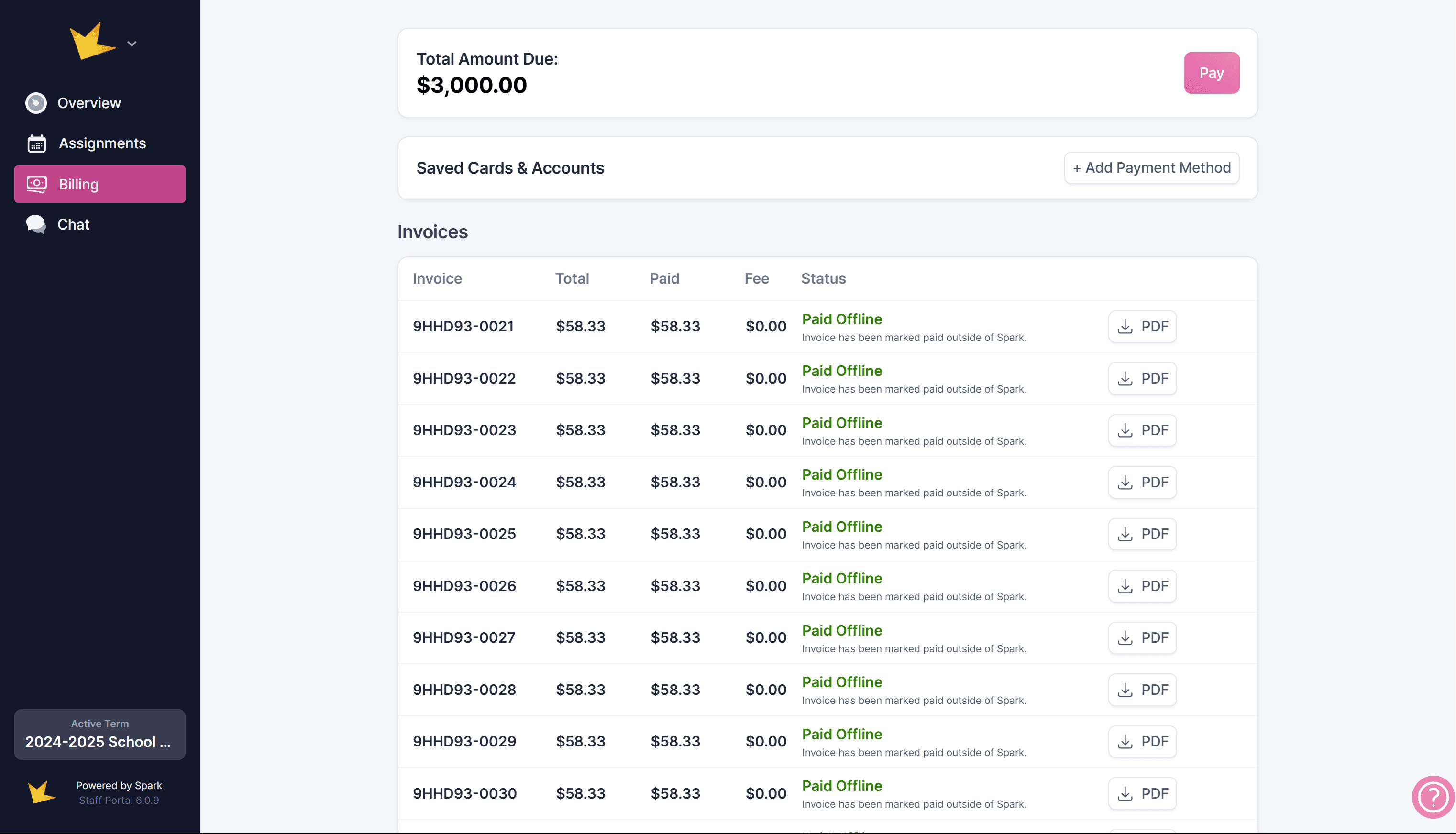 Guardian portal billing page